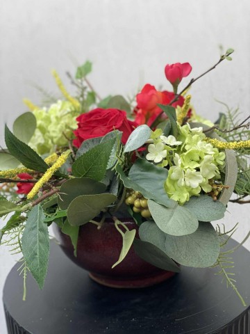 107 bloemstuk zijden rozen en viburnum nr 107 3