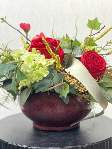 107 bloemstuk zijden rozen en viburnum nr 107 4