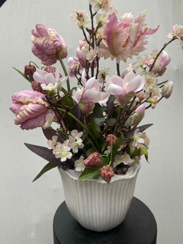 113 bloemstuk zijden tulpen en prunus nr 113 7