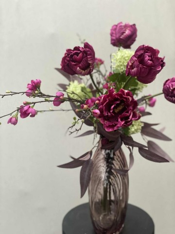 118 boeket zijden tulpen met vaas nr 118 5