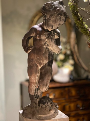 Putto met schildpad lood ca 18401870 5