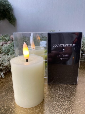 Stompkaars led countryfield 6 x 5 cm ivoor set van 2 1